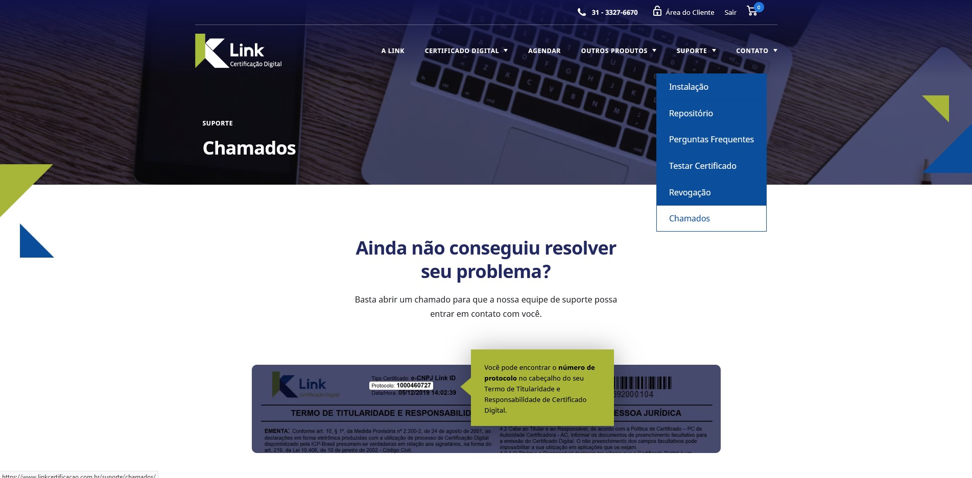 site link abrir chamado